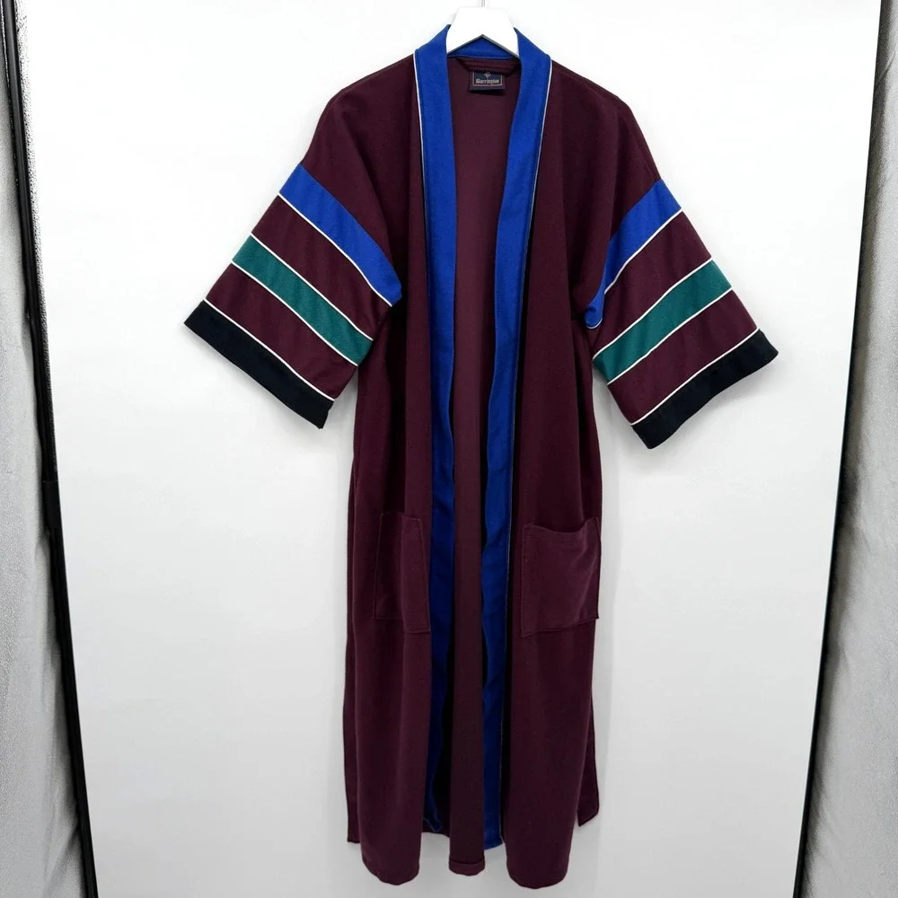 Vintage Barrington Velour Robe Mens One Size Belted Pockets Old Money Smoking